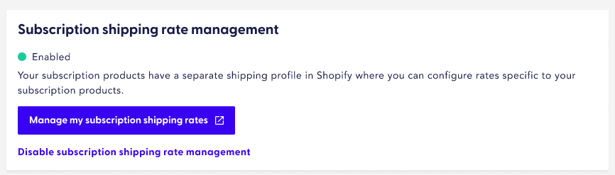Enabled status on Shipping settings page