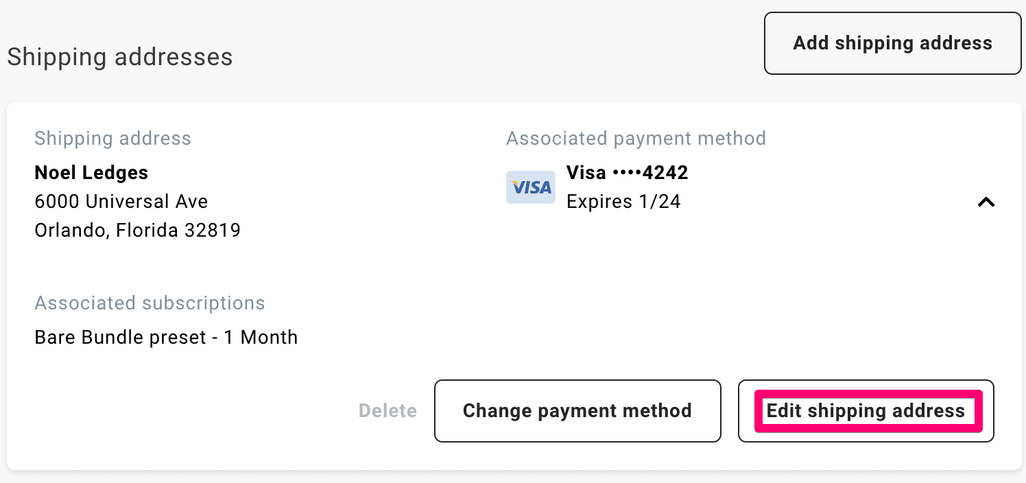 edit shipping address