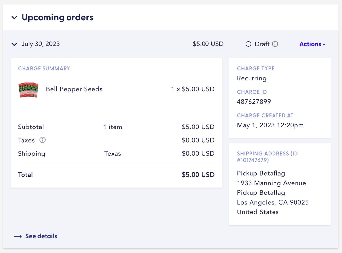 Pickup in order shipping settings