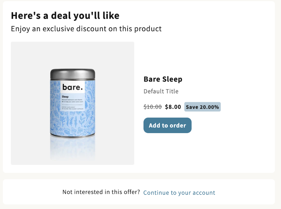 Customers can view the promoted product within the Customer Portal.