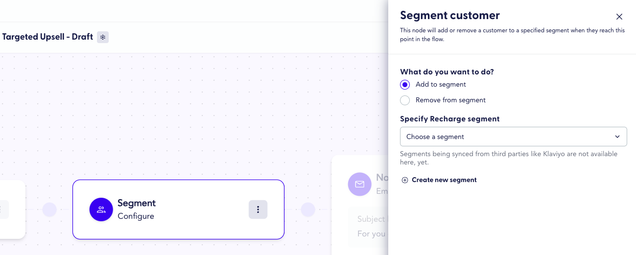 The Segment node shows up on the flows canvas