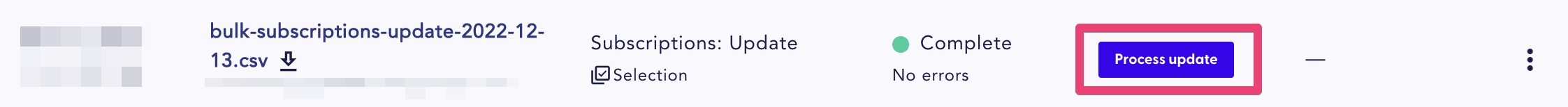 Process update button