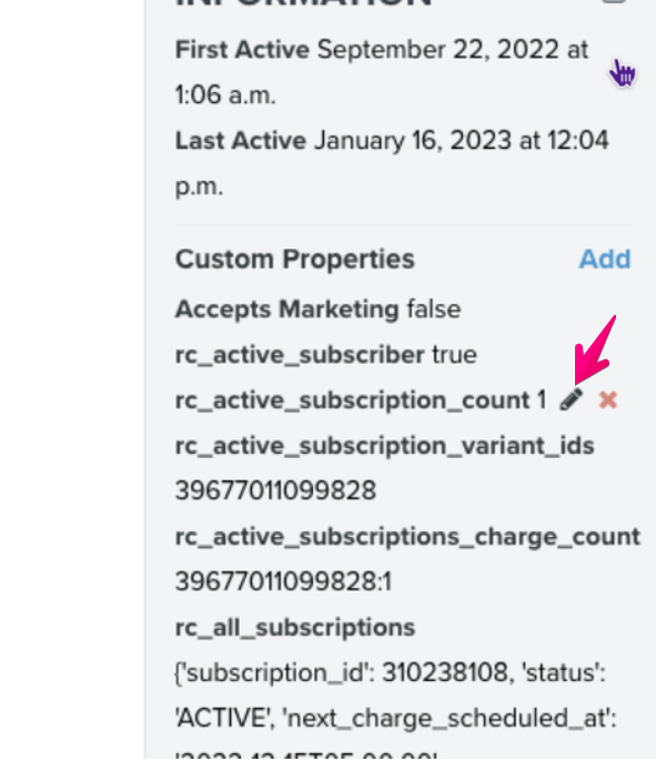 manually update custom properties