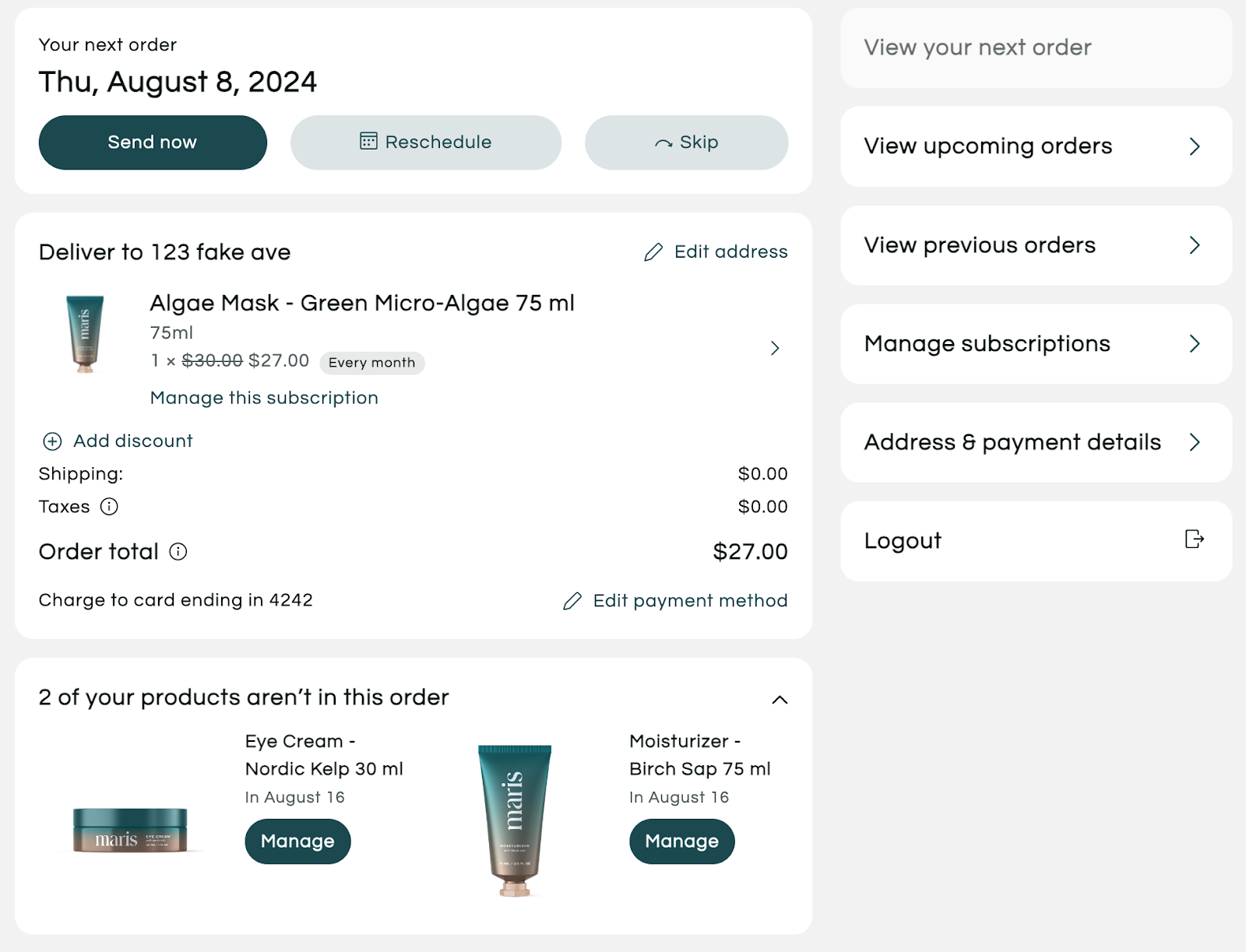 Other active subscriptions are available on the active subscriber view
