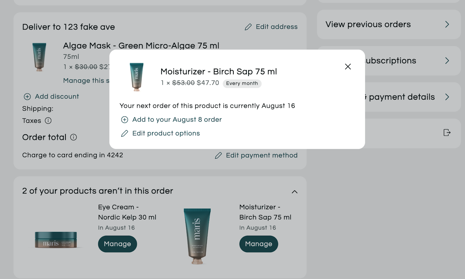 Customers can add additional products to their next order
