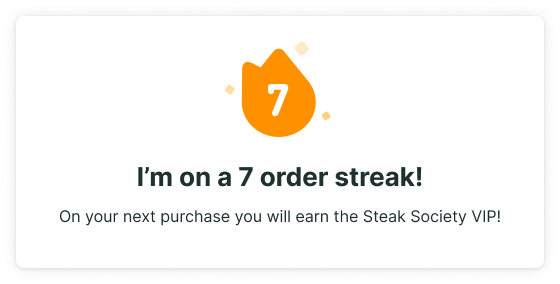 An example of Customer portal announcement being used to let customers know about their streak order number