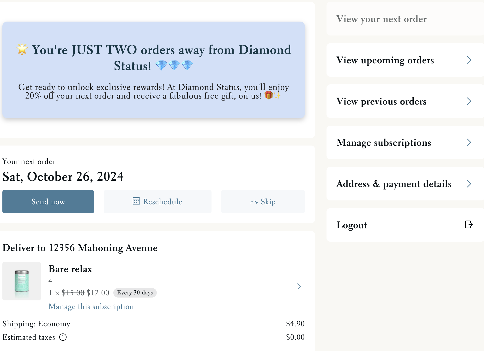 The customer portal announcement visible as soon as a customer logs into the portal