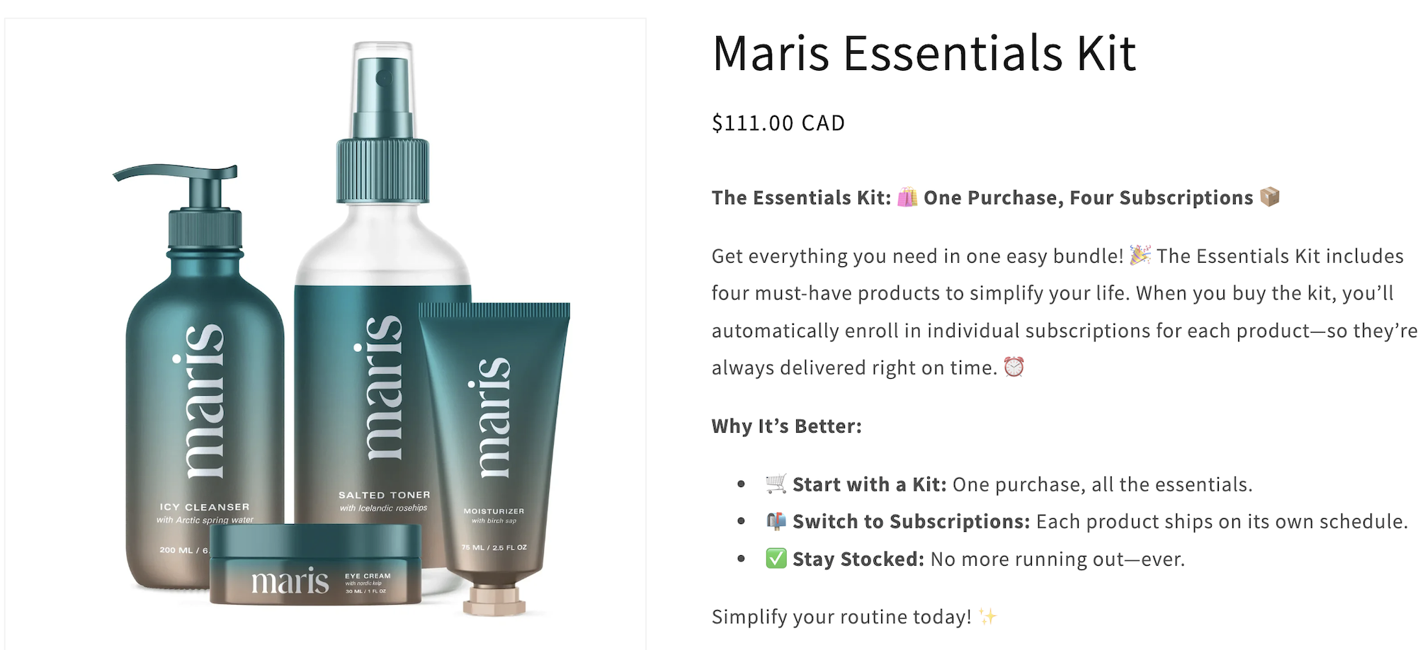 A kit product on the Shopify storefront