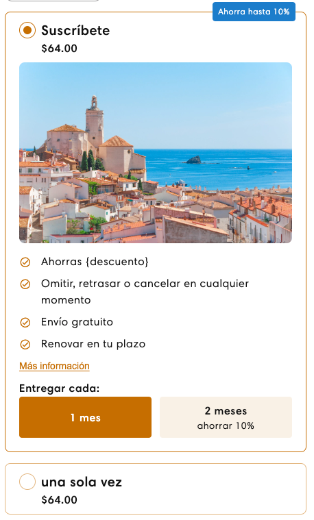 An example of the widget translated into Spanish