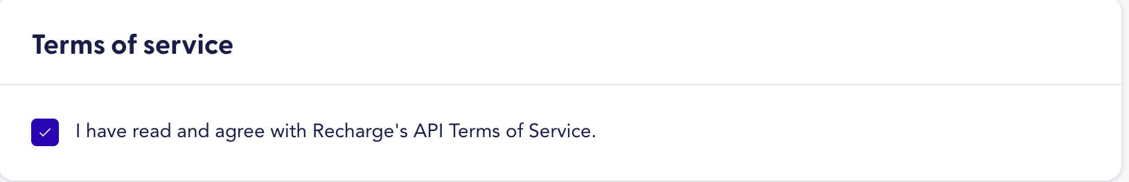 The image shows the Terms of service checkbox to be selected