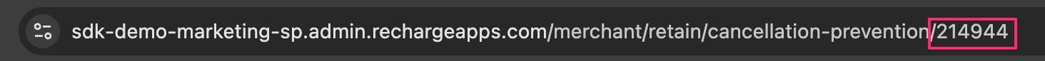 URL highlighting the flow ID 214944 at the end, used to identify a specific experience.