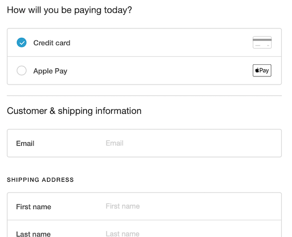 Apple Pay option at checkout