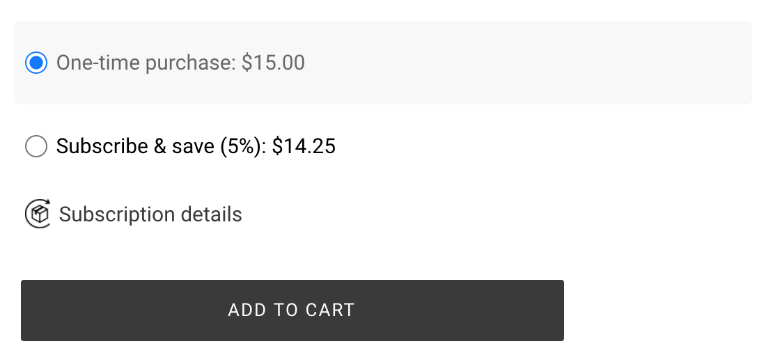 subscription widget on the product page