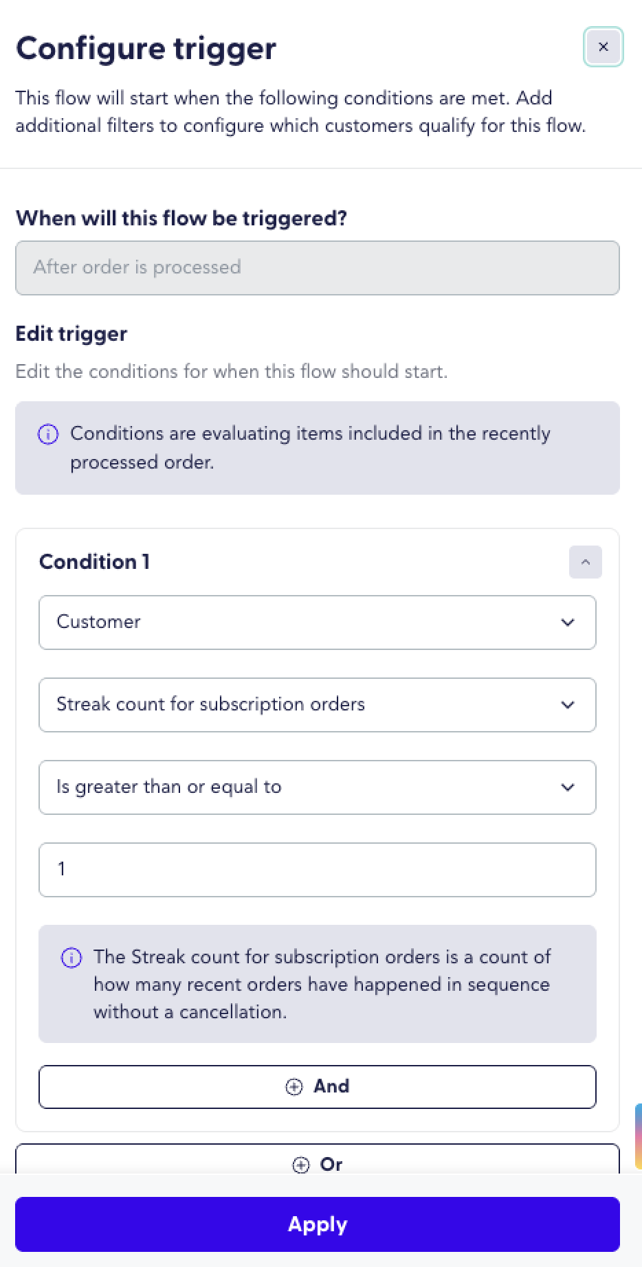 Audience condition builder showing the object and attribute dropdowns.