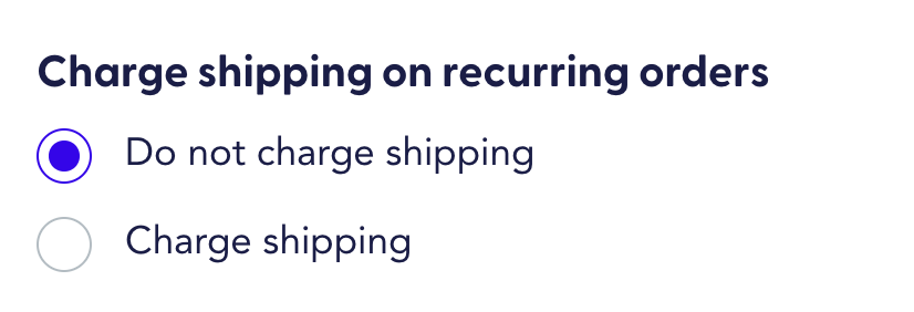 Do not charge shipping option selected in the Recharge admin