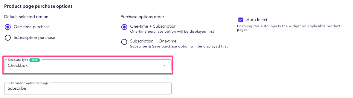 Widget template settings
