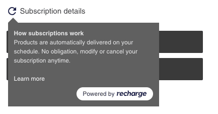Subscription details popup preview
