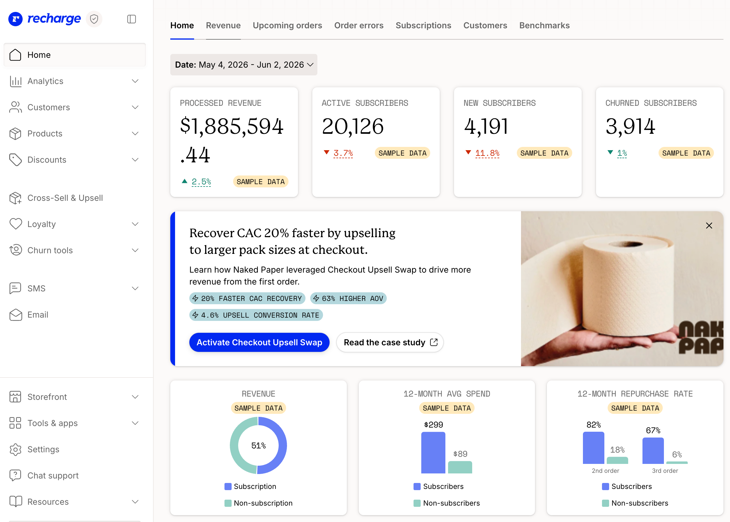 The Recharge merchant portal