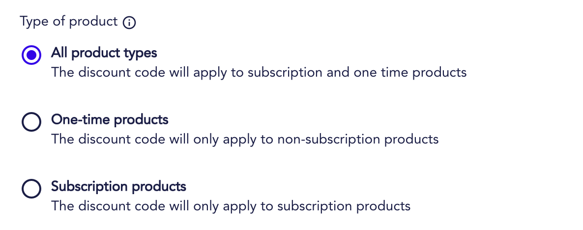 select product type to apply discount to