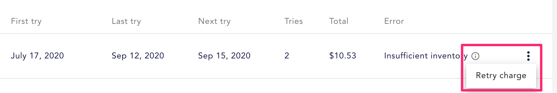 Handling product inventory – Recharge