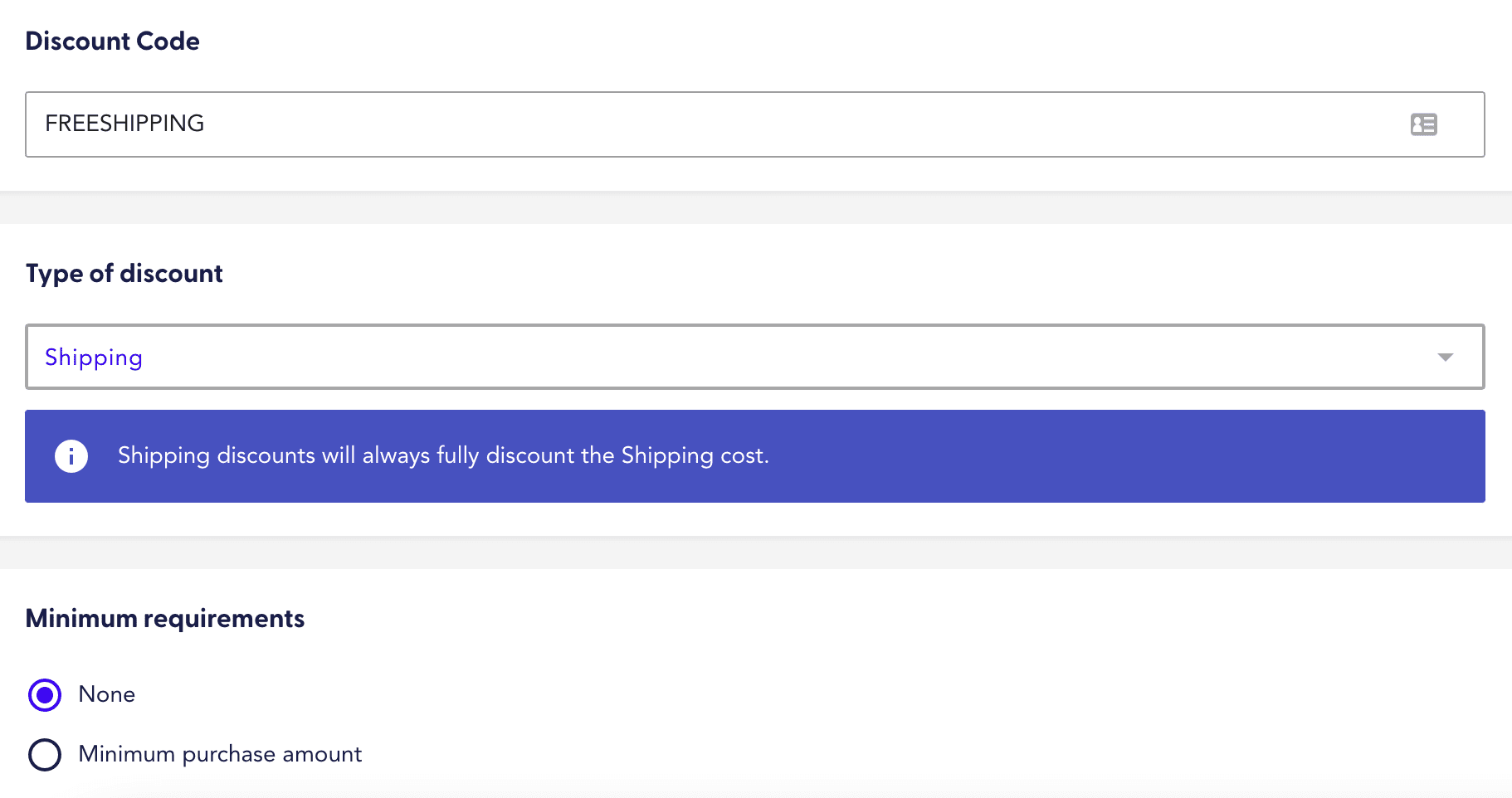 create a free shipping discount code example discount