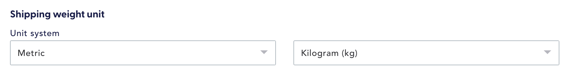 shipping weight unit
