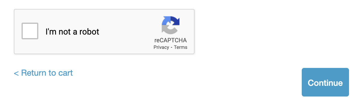 Recaptcha box shown at checkout