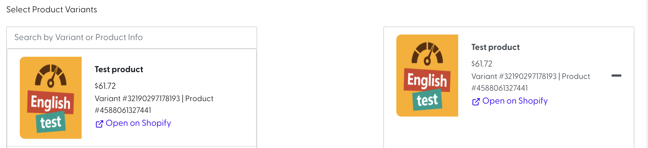 Select product variants feature