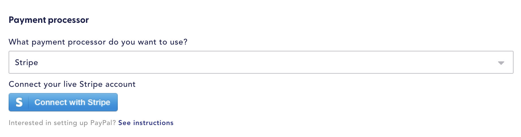 Payment processor settings in Recharge to connect Stripe