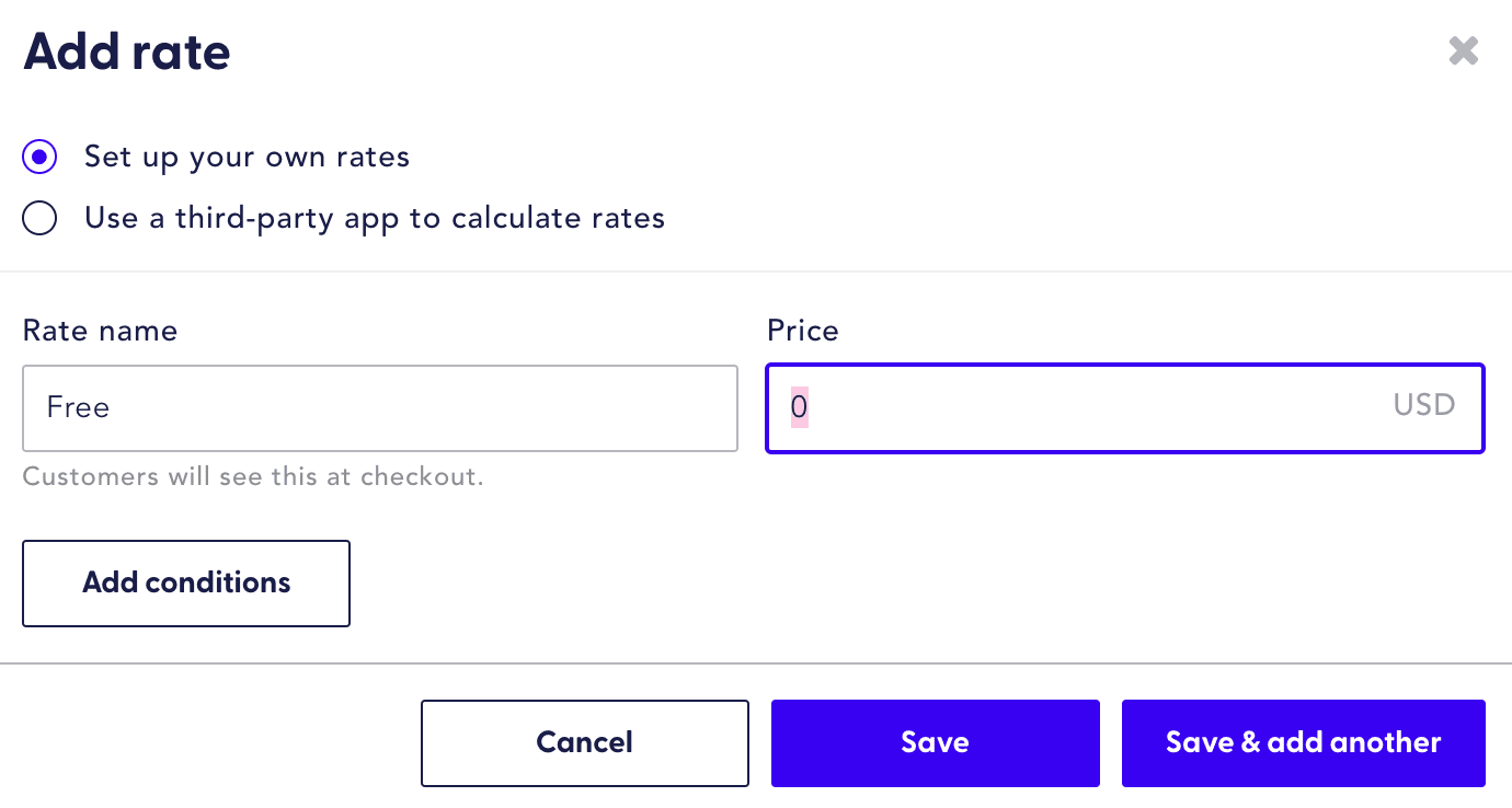 add a free rate in Recharge shipping zones