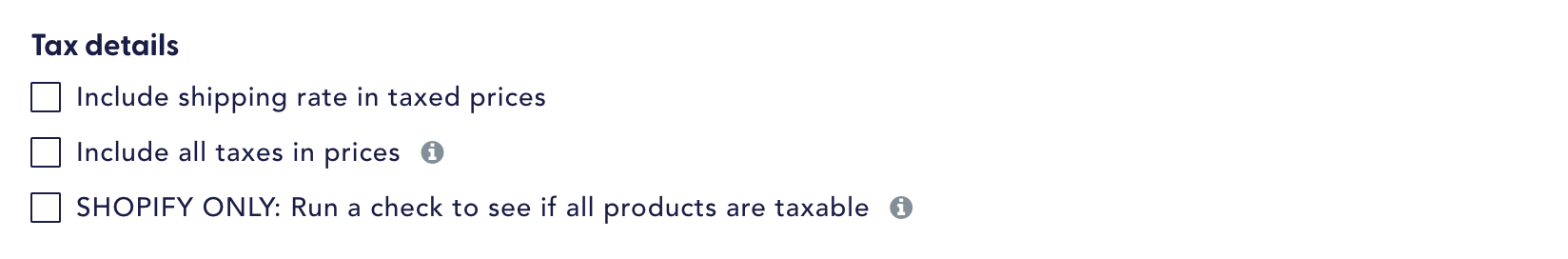 Tax detail settings in Recharge