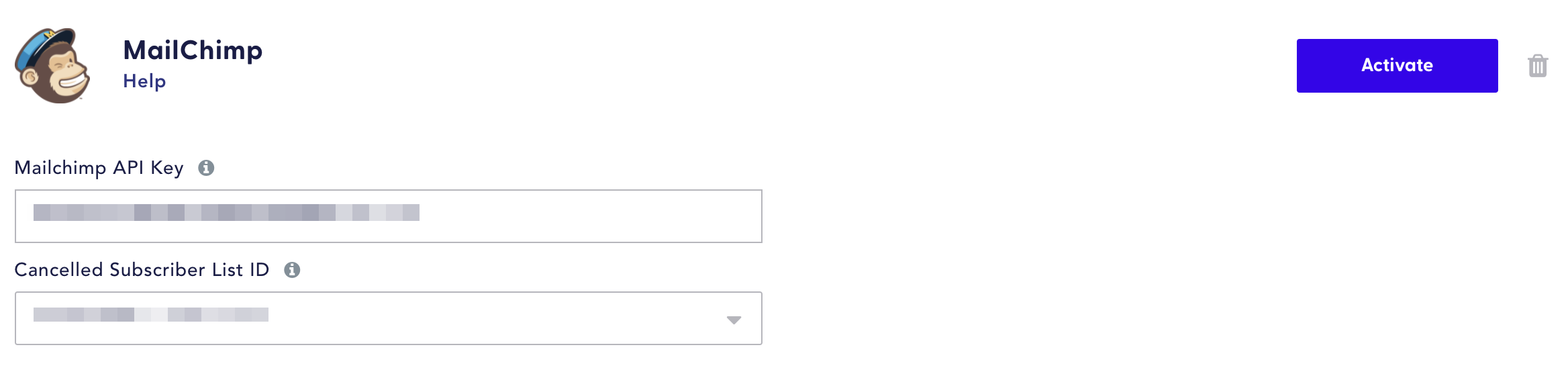 enter API key to enable mailchimp integration