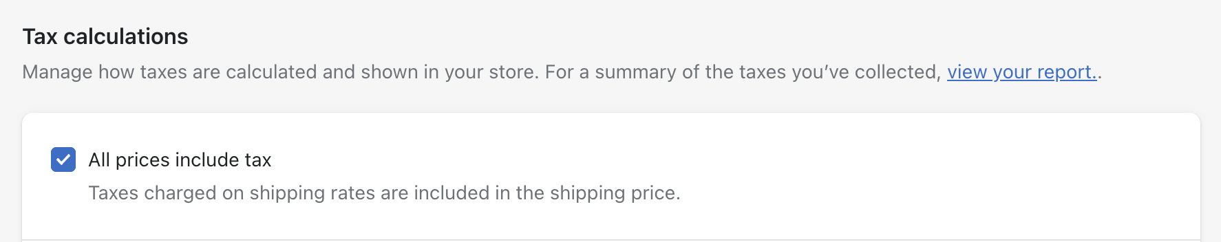 all prices include tax in Shopify settings