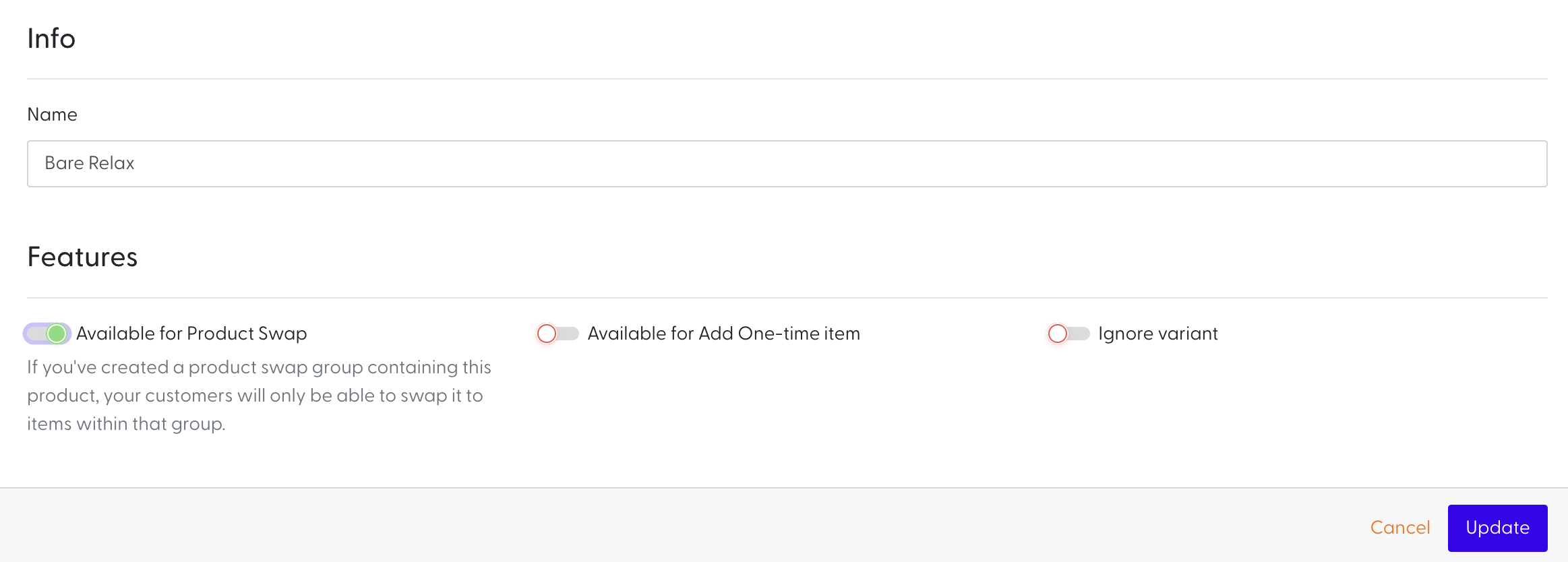 offer product swap option
