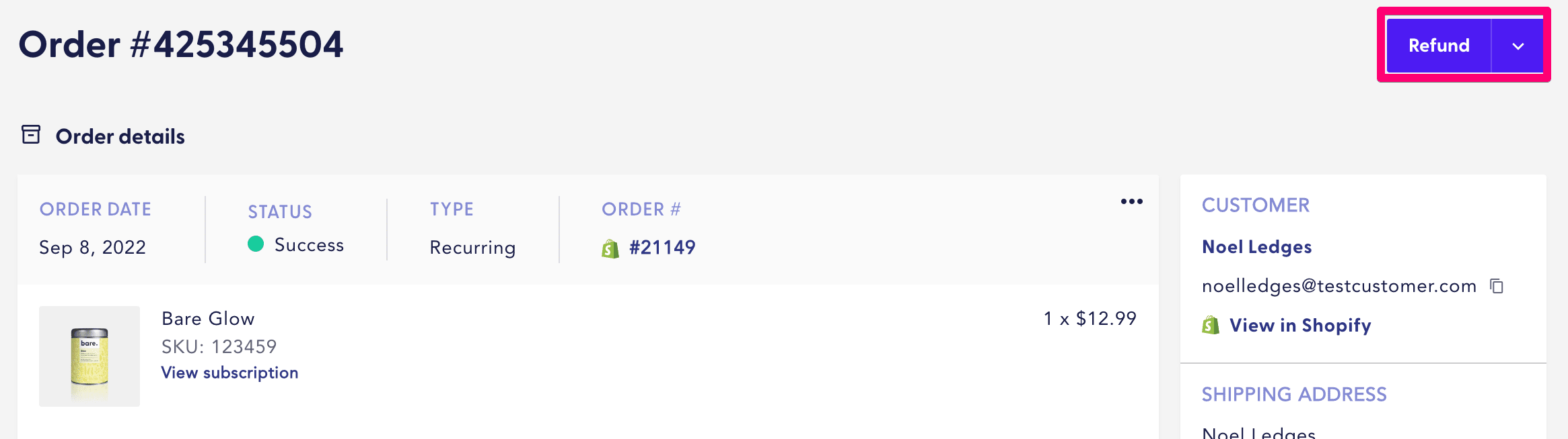 refund order in the merchant portal