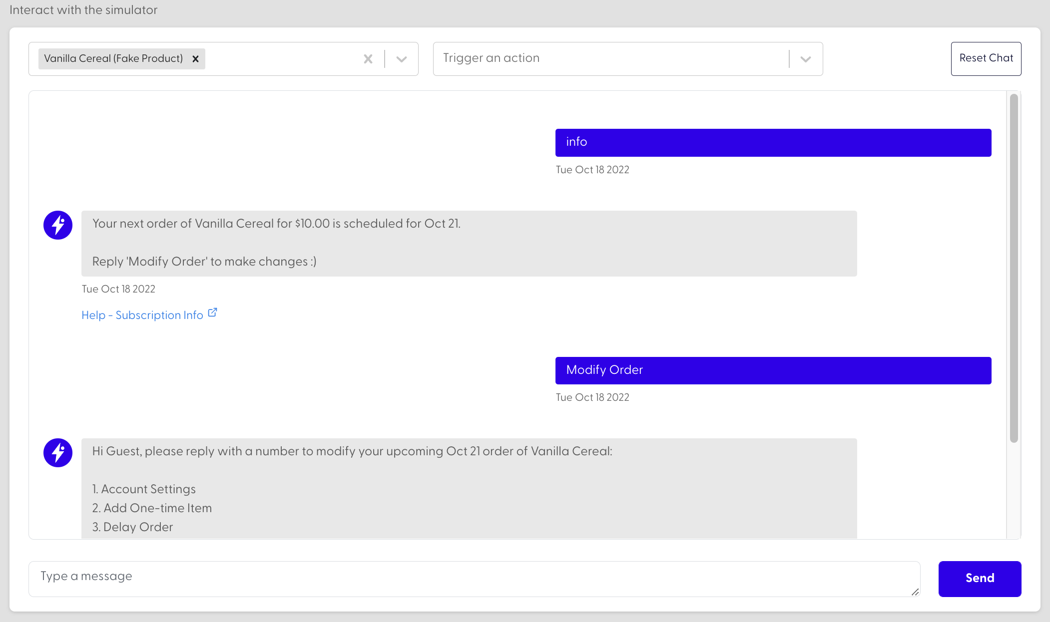 Messaging Simulator tool